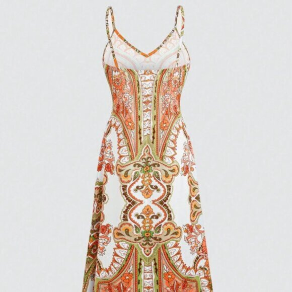 New Women's All-Over Print Sleeveless Cami Dress For Summer Maxi Vacation - Picture 3 of 6